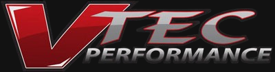 VTEC Performance logo with red and gray design on a black background